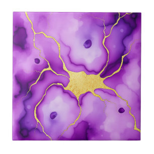 Purple Gold Marble Abstract Pattern Ceramic Tile