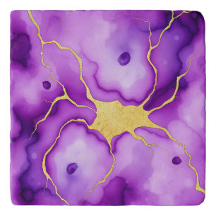 Purple Gold Marble Abstract Pattern Trivet