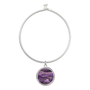 Purple Gold Marble Bracelet with Custom Name