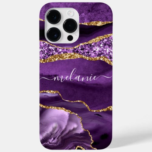 Purple Gold Marble Custom Name Gift iPhone Case