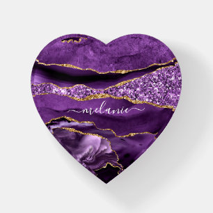 Purple Gold Marble Custom Name Paperweight Gift
