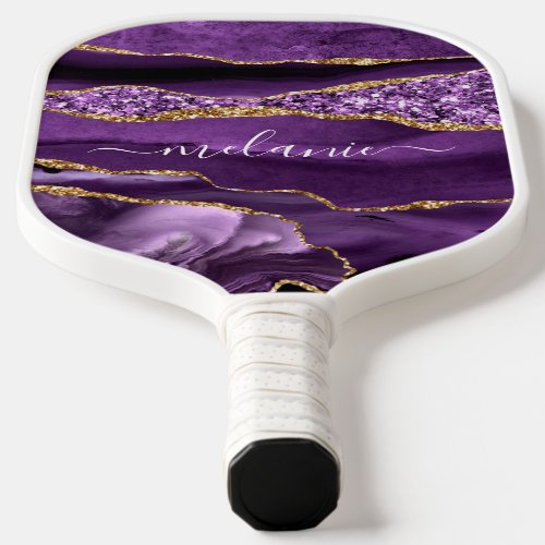 Purple Gold Marble Custom Name Pickleball Paddle