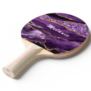 Purple Gold Marble Custom Name Ping Pong Paddle