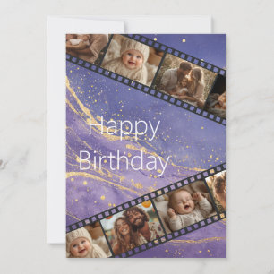 Purple & Gold Marble Film Strip Birthday Card
