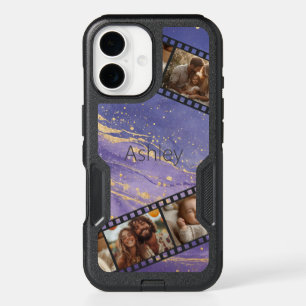Purple & Gold Marble Film Strip Photo iPhone 16 Case