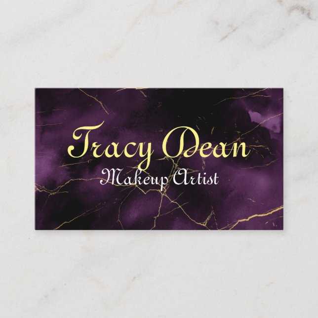 Purple Gold Marble Modern Simple Professional Business Card (Front)