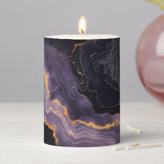 Purple & Gold Marble Pillar Candle