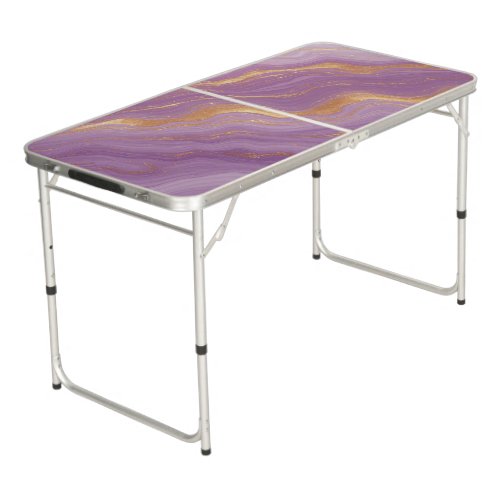  Purple Gold Marble Swirl Texture ✨ Beer Pong Table