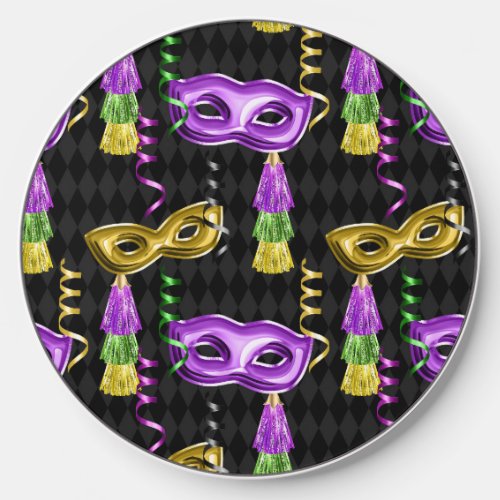 PURPLE  GOLD MARDI GRAS MASKS  STREAMERS WIRELESS CHARGER 