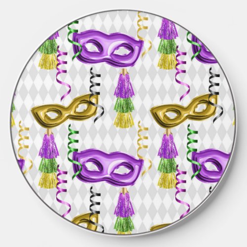 PURPLE  GOLD MARDI GRAS MASKS  STREAMERS WIRELESS CHARGER 