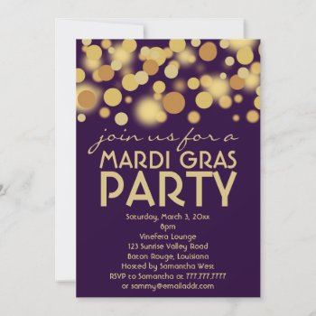 Purple Gold Mardi Gras Party Invitations by cbendel at Zazzle