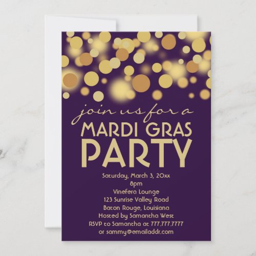 Purple Gold Mardi Gras Party Invitations
