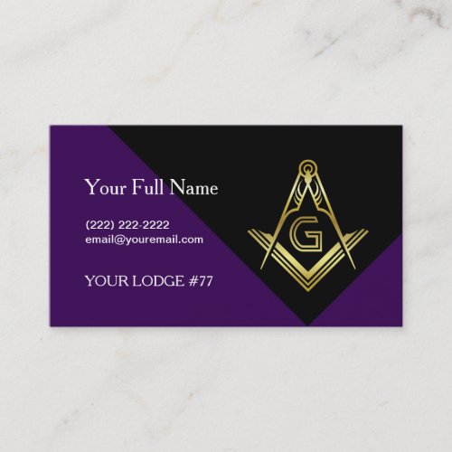 Purple  Gold Masonic Business Cards Freemasonry Business Card