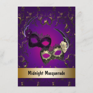 Purple Gold Masquerade Prom Invitation