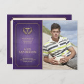 Purple/Gold Medical School Graduation Announcement (Front/Back)