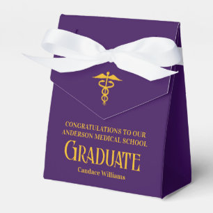 Purple Gold Medical School Graduation Party Favor Boxes