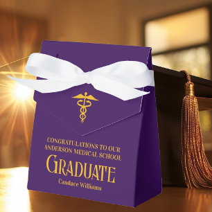 Purple Gold Medical School Graduation Party Favor Boxes