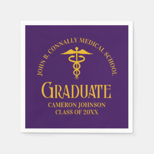 Purple Gold Medical School Graduation Party Napkins