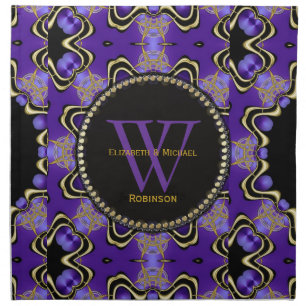Purple+Gold Medieval Fusion Custom Wedding Napkin