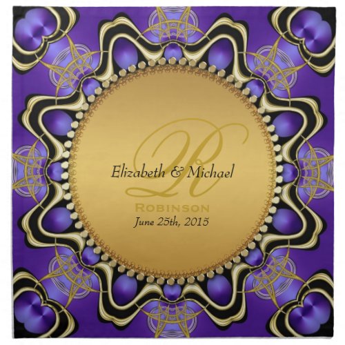 PurpleGold Medieval Fusion Custom Wedding Napkin