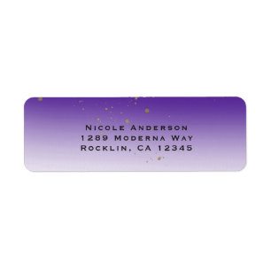 Purple & Gold Modern Glam Bridal Shower Party Label