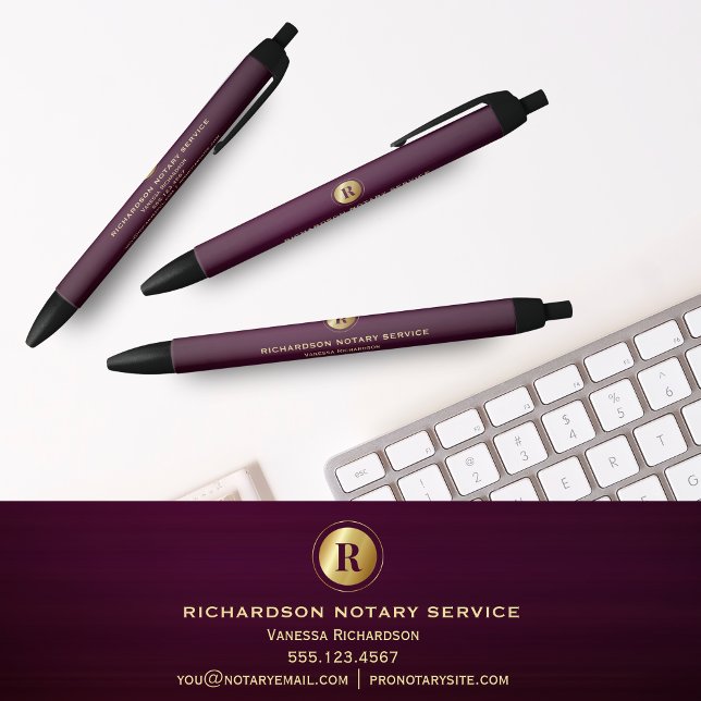 Purple Gold Monogram Notary Business Elegant  Pen (Creator Uploaded)