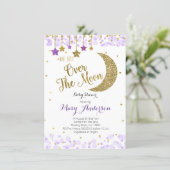 Purple Gold Moon Baby Shower Invitation (Standing Front)