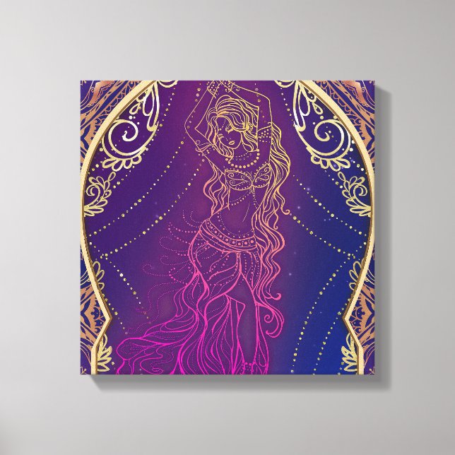 Purple & Gold Moroccan Arabian Belly Dancing Glam Canvas Print (Front)