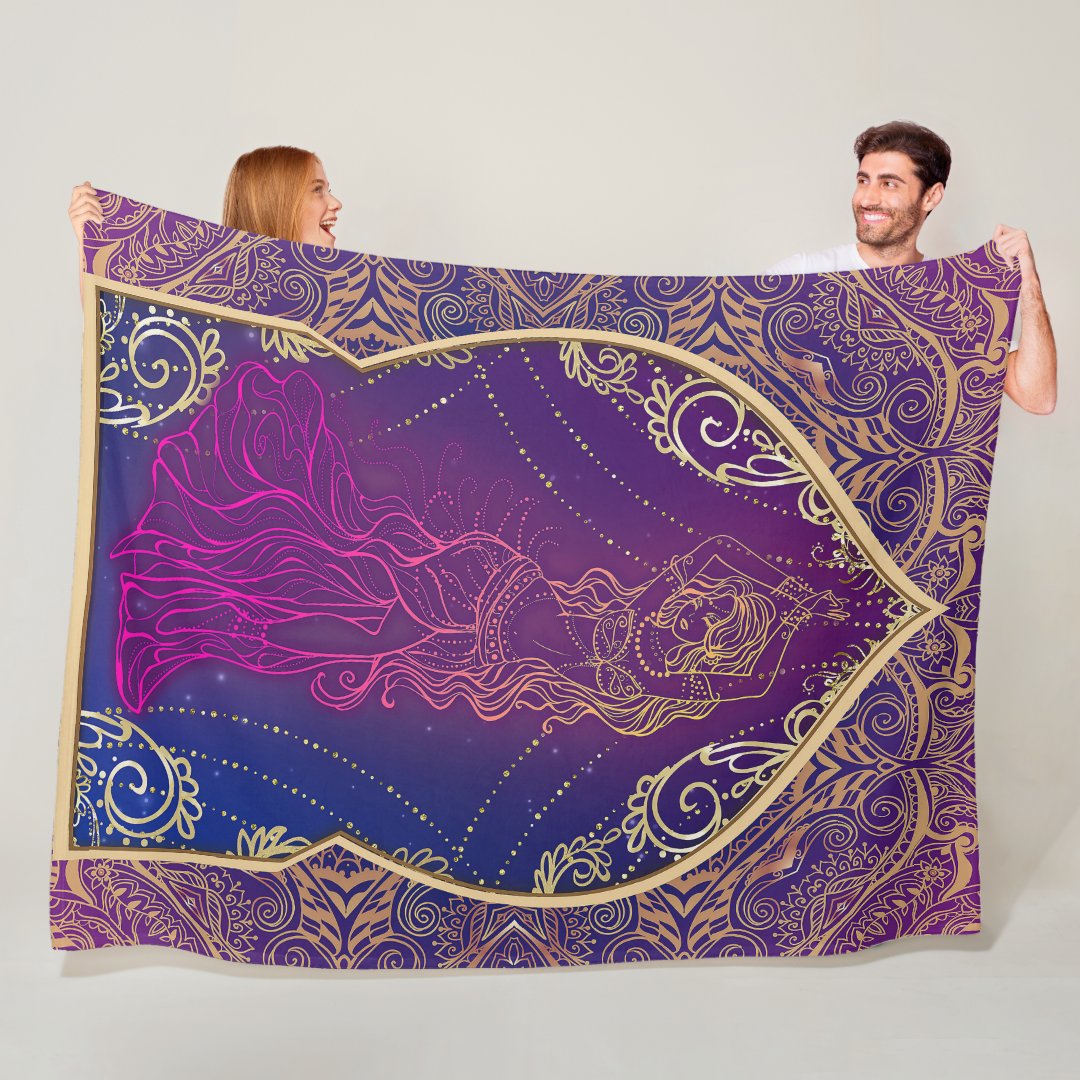 Purple & Gold Moroccan Arabian Belly Dancing Glam Fleece Blanket Zazzle