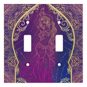 Purple & Gold Moroccan Arabian Belly Dancing Glam Light Switch Cover