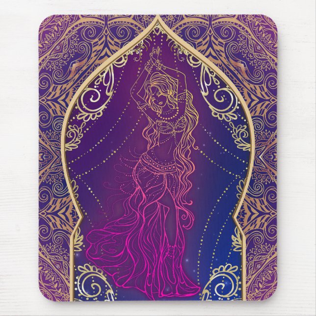 Purple & Gold Moroccan Arabian Belly Dancing Glam Mouse Pad (Front)
