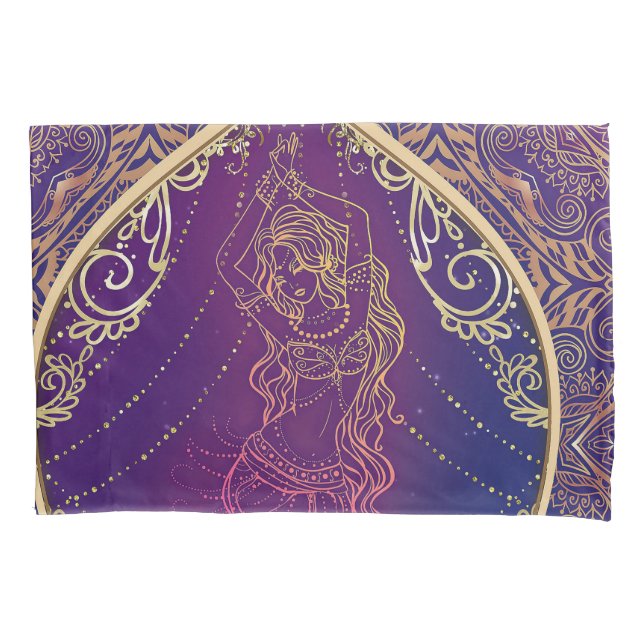 Purple & Gold Moroccan Arabian Belly Dancing Glam Pillow Case (Front)
