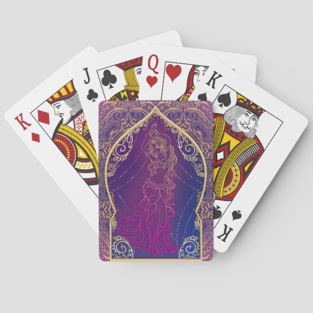 Purple & Gold Moroccan Arabian Belly Dancing Glam Poker Cards (Back)