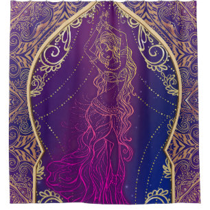 Purple & Gold Moroccan Arabian Belly Dancing Glam Shower Curtain
