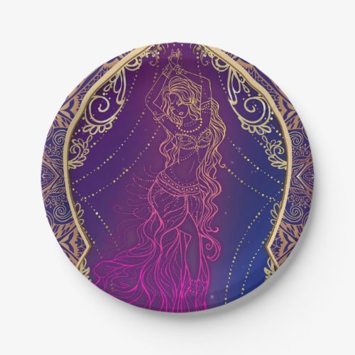 Purple  Gold Moroccan Arabian Belly Dancing Party Paper Plates