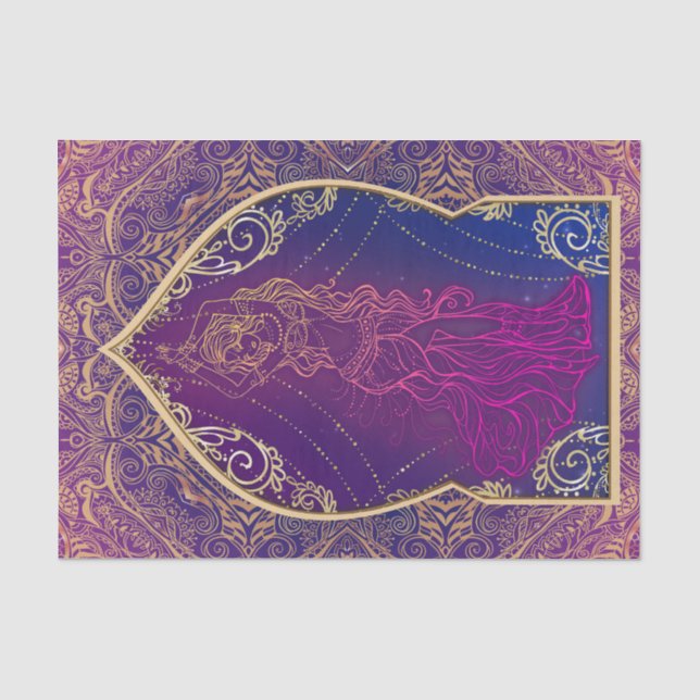 Purple & Gold Moroccan Arabian Belly Dancing Party Tissue Paper (Front)
