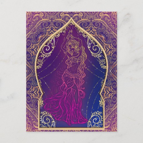 Purple  Gold Moroccan Belly Dancing Dance Party Invitation Postcard