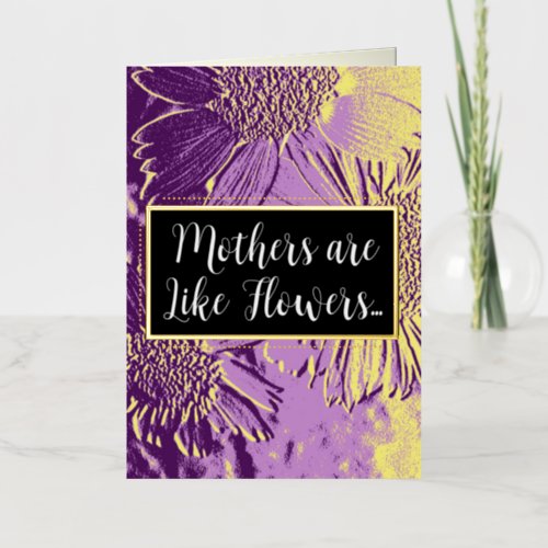 Purple  Gold Mothers are Like Flowers Foil Holiday Card