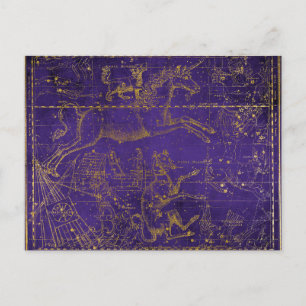 Purple & Gold Mythical Unicorn Celestial Map Postcard
