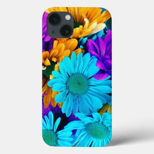 Purple Gold N Turquoise Daisies iPad Air iPhone 13 Case