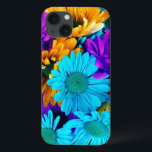 Purple Gold N Turquoise Daisies iPad Mini Retina iPhone 13 Case<br><div class="desc">Purple Golden yellow and Turquoise Blue daisies bouquet.</div>