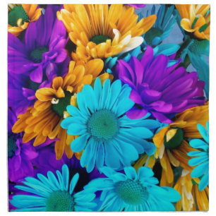 Purple Gold N Turquoise Daisies Napkin