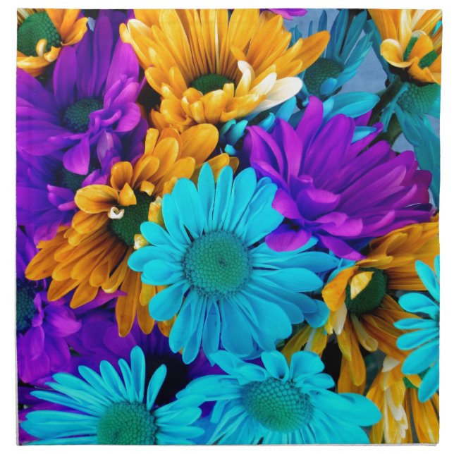 Purple Gold N Turquoise Daisies Napkin (Front)