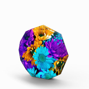 Purple Gold N Turquoise Daisies Photo Block