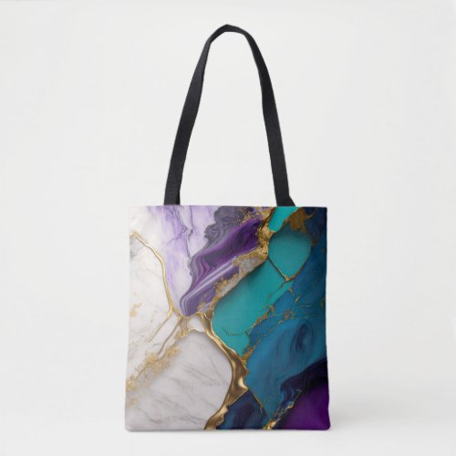 Purple Gold Nature_Inspired Liquid Art Tote Bag