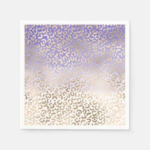 Purple Gold Ombre Leopard Print Napkins