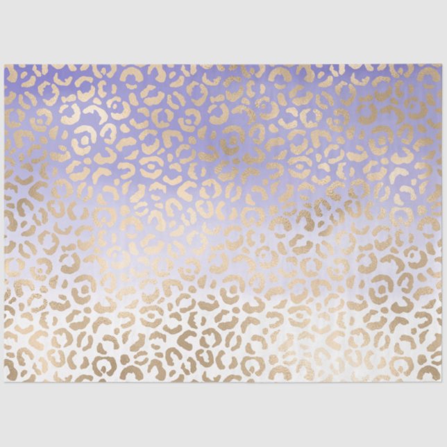 Purple Gold Ombre Leopard Print Tissue Paper (Front)