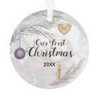 Purple Gold Personalized Our First Christmas PHOTO