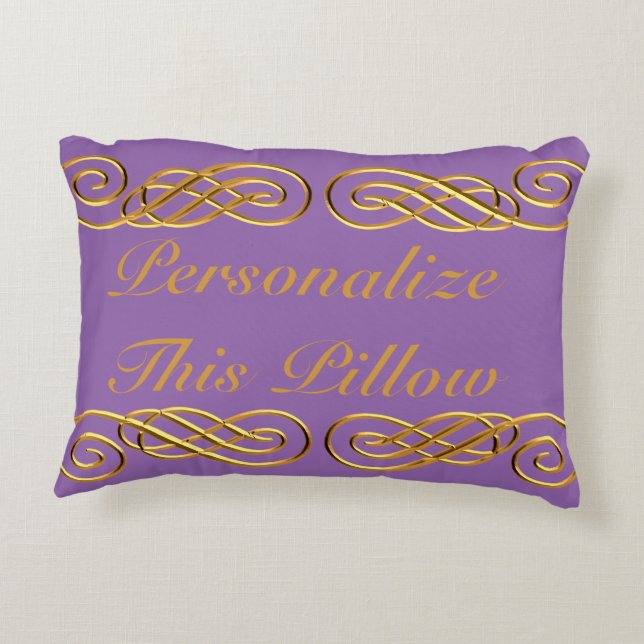 Purple & Gold Personalized Throw Pillow (Back)