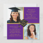Purple & Gold Photo Graduation Invitation